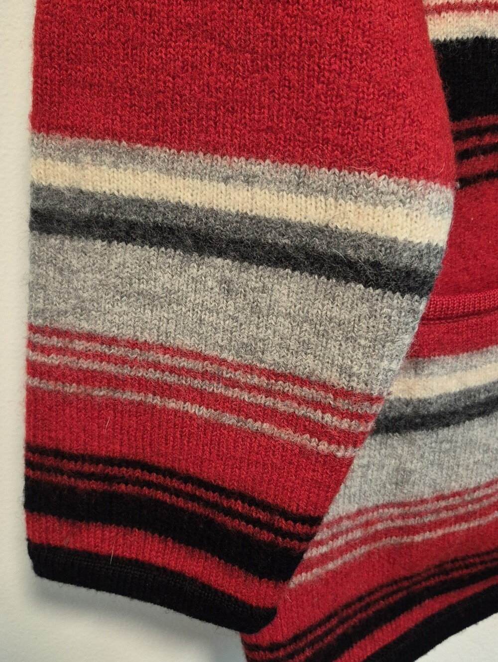 Vtg Susan Bristol Wool Cardigan Sweater Red/Black Striped 90's Sz L Petite - Picture 5 of 10